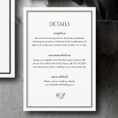 Classic Old Money Black and White Wedding Details Informatiekaartje