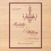 Classic Old Money Deep Red Retro Timeless Wedding Acryl Uitnodigingen (Voorkant)