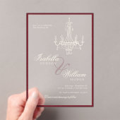 Classic Old Money Deep Red Retro Timeless Wedding Acryl Uitnodigingen (Insitu (Draagbaar))