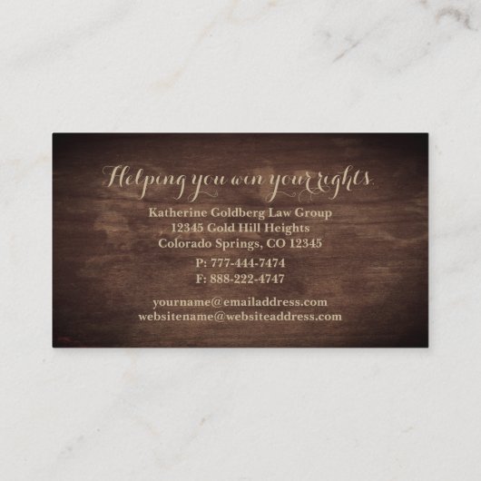 Classic Old School Attorney Visitekaartje (Achterkant)