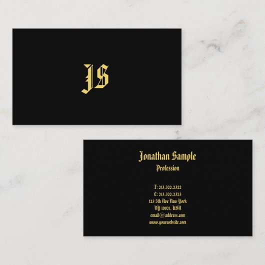Classic Old Style Text Monogram Sjabloon Elegant Visitekaartje (Voorkant / Achterkant)