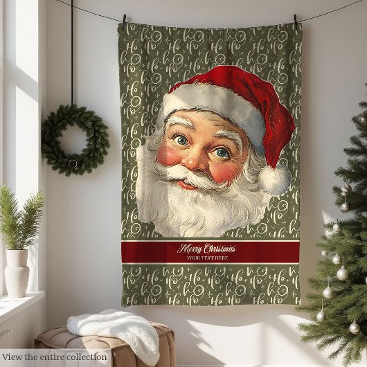 Classic Old Time Santa Blanket met rode accenten Fleece Deken