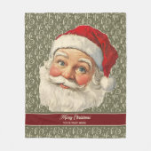 Classic Old Time Santa Blanket met rode accenten Fleece Deken (Voorkant)