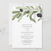Classic Olive Branch Garden Wedding Invitation Kaart (Voorkant)