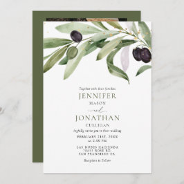Classic Olive Branch Garden Wedding Invitation Kaart