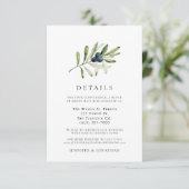 Classic Olive Branch Wedding Details Kaart (Staand voorkant)