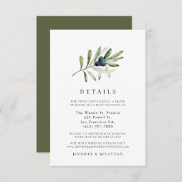 Classic Olive Branch Wedding Details Kaart