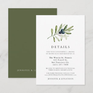 Classic Olive Branch Wedding Details Kaart