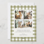 Classic Olive Gingham Plaid 5 Photo Christmas Feestdagenkaart (Achterkant)