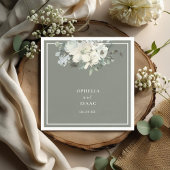 Classic Olive Green Floral Wedding Servet