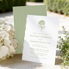Classic Olive Green Hydrangea Wedding Kaart