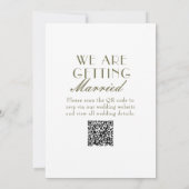 Classic Olive Green Old Money QR Code Wedding  Kaart (Achterkant)