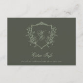 Classic Olive Sage Krans Details Elegant Huwelijk Informatiekaartje (Voorkant)