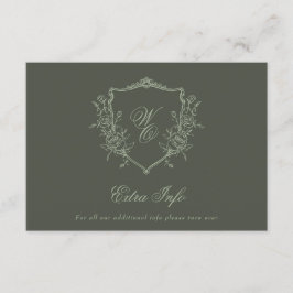 Classic Olive Sage Krans Details Elegant Huwelijk Informatiekaartje