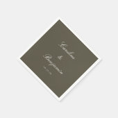 Classic Olive Script Elegant Weddenschap Aangepast Servet (Hoek)