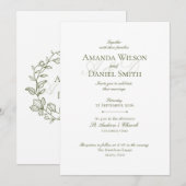 Classic Olive Wedding Invitation Kaart (Voorkant / Achterkant)