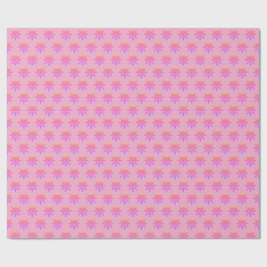 Classic Ombre Rainbow Snowflake Pattern on Pink Cadeaupapier (Vlak)