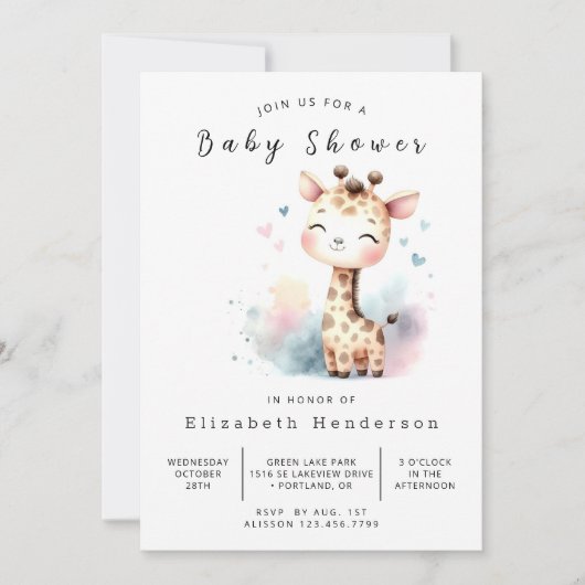 Classic Online Giraffe Baby shower Kaart (Voorkant)