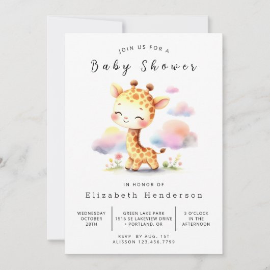 Classic Online Giraffe Baby shower Kaart (Voorkant)