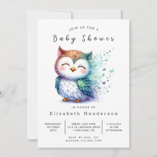 Classic Online Owl Baby shower Kaart (Voorkant)