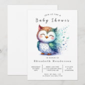 Classic Online Owl Baby shower Kaart (Voorkant / Achterkant)