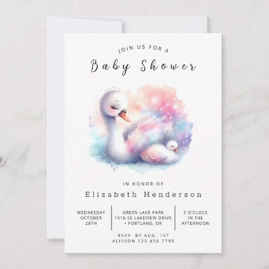 Classic Online Swan Baby shower Kaart (Voorkant)
