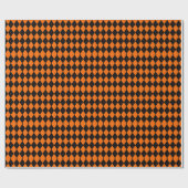 Classic Orange and Black Halloween Argyle Cadeaupapier (Vlak)