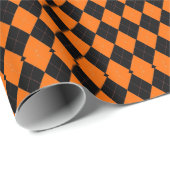 Classic Orange and Black Halloween Argyle Cadeaupapier (Rol Hoek)