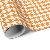 Classic Orange and White Houndstooth Pattern Cadeaupapier (Rol Hoek)