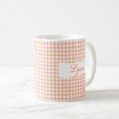 Classic Orange Gingham Personalized Name Koffiemok (Voorkant rechts)