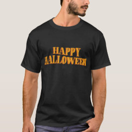 Classic Orange Happy Halloween Slogan T-shirt
