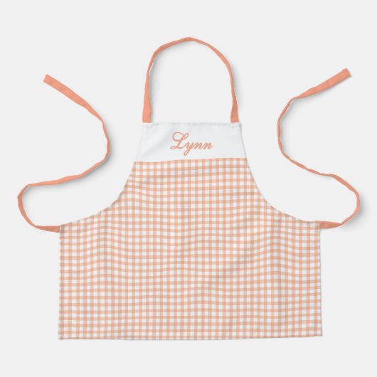 Classic Orange & White Gingham | Personalized Name Schort (Voorkant)