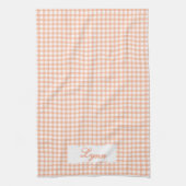 Classic Orange & White Gingham | Personalized Name Theedoek (Verticaal)