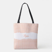 Classic Orange & White Gingham | Personalized Name Tote Bag (Achterkant)