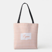 Classic Orange & White Gingham | Personalized Name Tote Bag (Achterkant)