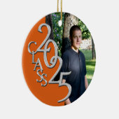 Classic Oranje 2025 Afstuderen Foto Keramisch Ornament (Rechts)