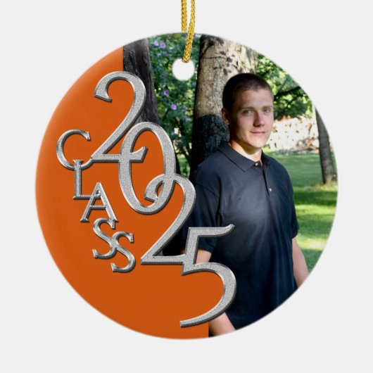 Classic Oranje 2025 Afstuderen Foto Keramisch Ornament (Voorkant)