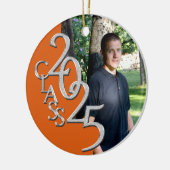 Classic Oranje 2025 Afstuderen Foto Keramisch Ornament (Links)