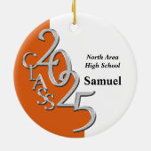 Classic Oranje 2025 Afstuderen Foto Keramisch Ornament (Achterkant)