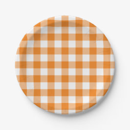 Classic Oranje White Gingham Pset Pattern Papieren Bordje