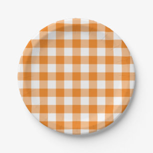 Classic Oranje White Gingham Pset Pattern Papieren Bordje