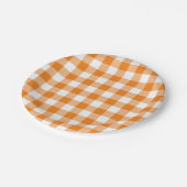 Classic Oranje White Gingham Pset Pattern Papieren Bordje (Gekanteld)
