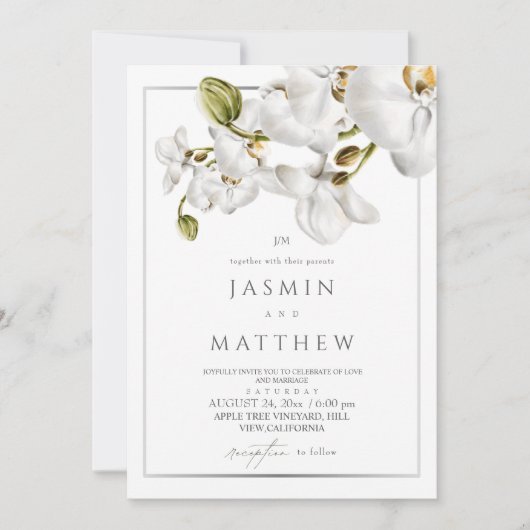 Classic Orchids Frame Elegant Wedding Photo Kaart (Voorkant)