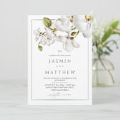 Classic Orchids Frame Elegant Wedding Photo Kaart (Staand voorkant)