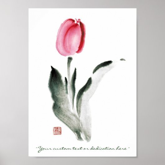 Classic oriental chinese sumi-e ink flower tulip poster (Voorkant)