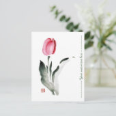 Classic oriental chinese sumi-e inktbloem briefkaart (Staand voorkant)