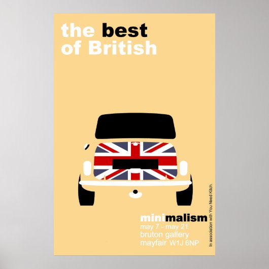 Classic Original Mini Cooper minimalist art Poster (Voorkant)