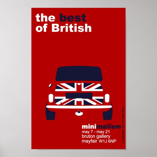 Classic Original Mini Cooper minimalistische kunst Poster (Voorkant)