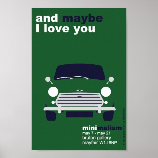 Classic Original Mini Cooper minimalistische kunst Poster (Voorkant)