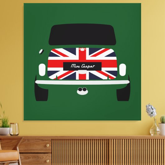 Classic originele Union Jack Austin Mini Cooper Canvas Afdruk (Insitu (Woonkamer))
